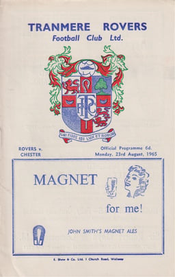 Tranmere Rovers v Chester Match Programme 1965-08-23